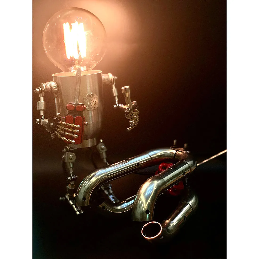 250Pcs  Metal Future Robot Bulb Lamp Handyman Mr Gort Model Building Kits with Light