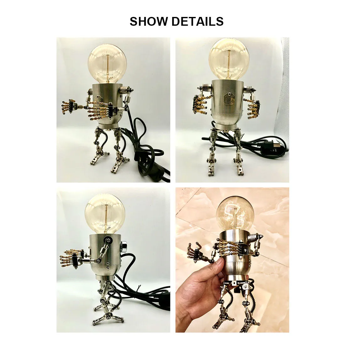 250Pcs  Metal Future Robot Bulb Lamp Handyman Mr Gort Model Building Kits with Light