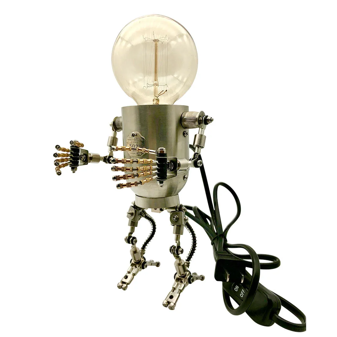 250Pcs  Metal Future Robot Bulb Lamp Handyman Mr Gort Model Building Kits with Light