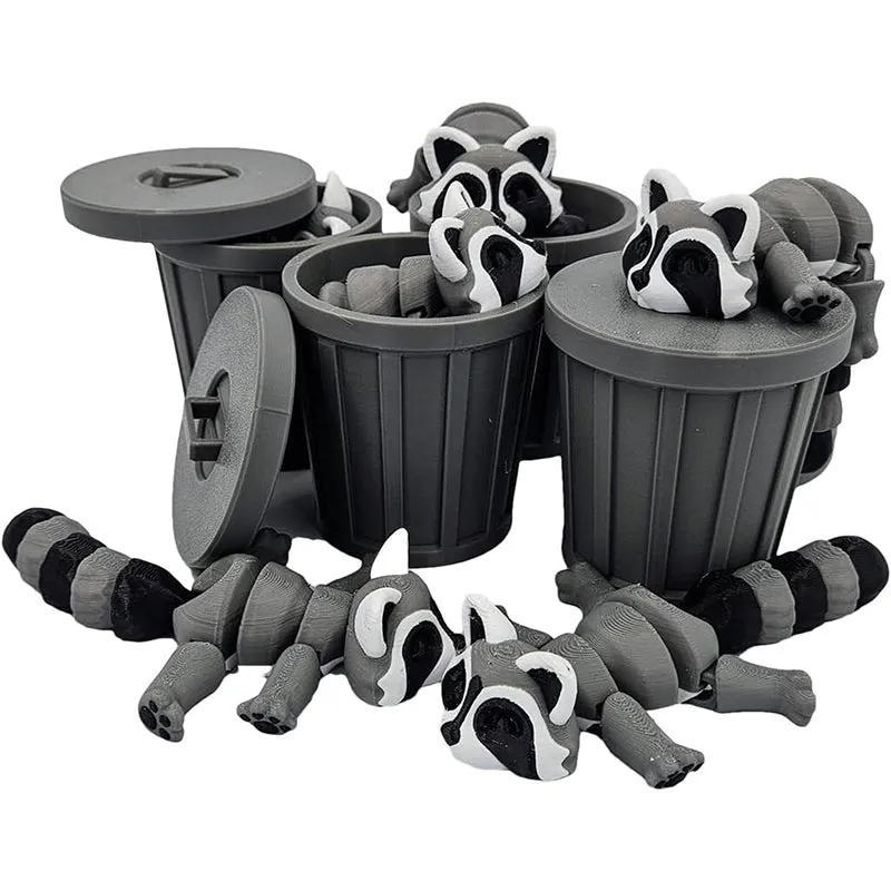 3D Printed Raccoon with Trash Can Ornament