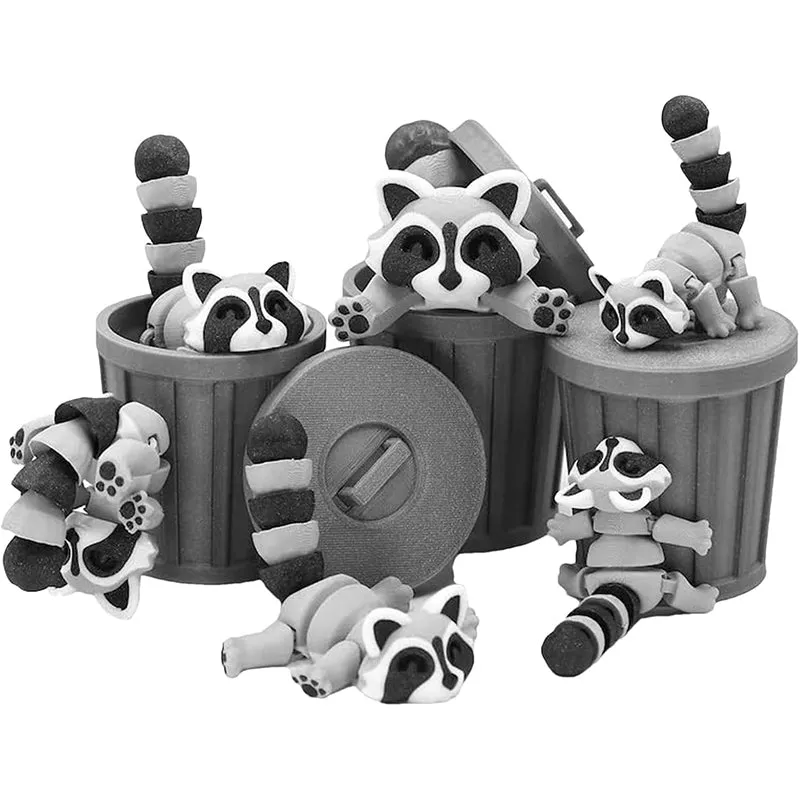 3D Printed Raccoon with Trash Can Ornament