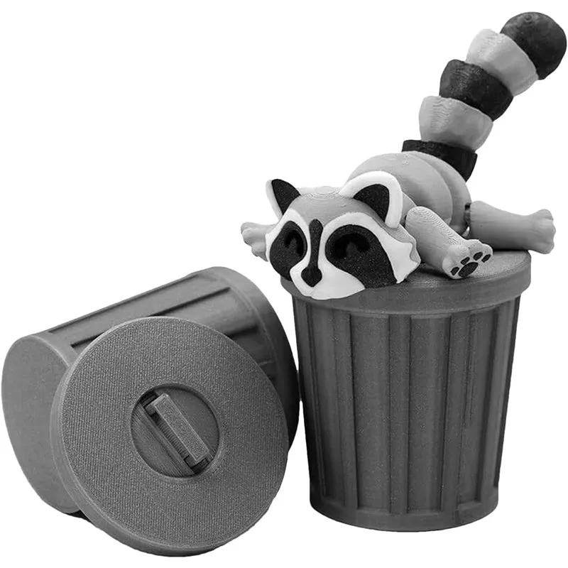 3D Printed Raccoon with Trash Can Ornament