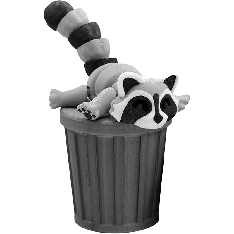 3D Printed Raccoon with Trash Can Ornament