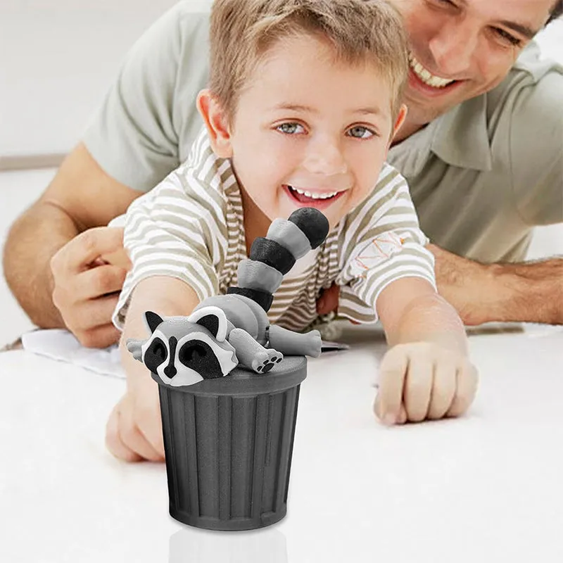3D Printed Raccoon with Trash Can Ornament