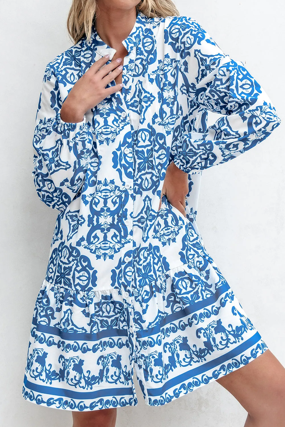 Adalynn Tribal Button Up Loose Mini Dress