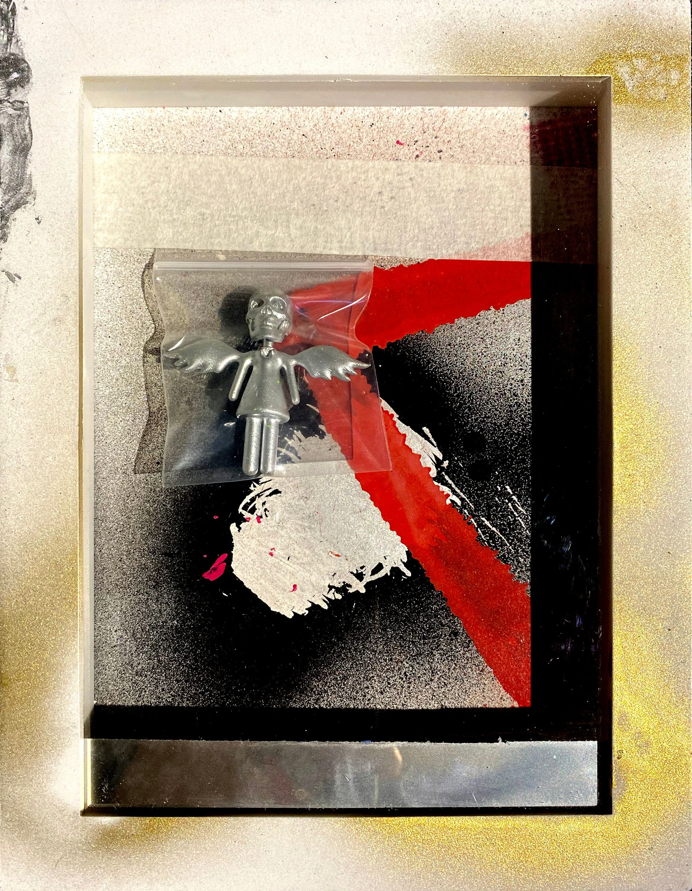 AEQEA human://Skullhead "Future FINISHED" custom mini figure framed in with glass and art deco card back