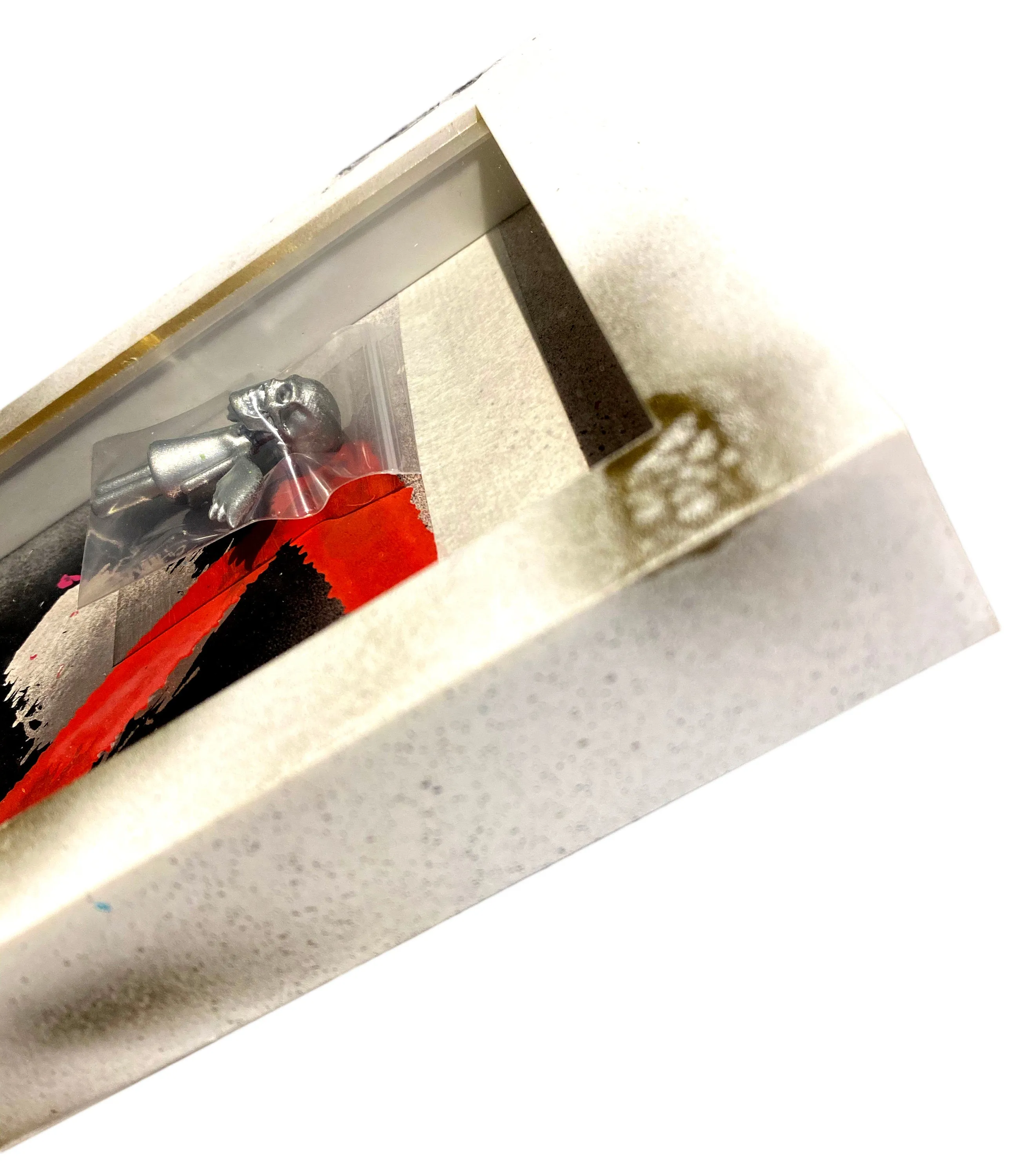 AEQEA human://Skullhead "Future FINISHED" custom mini figure framed in with glass and art deco card back