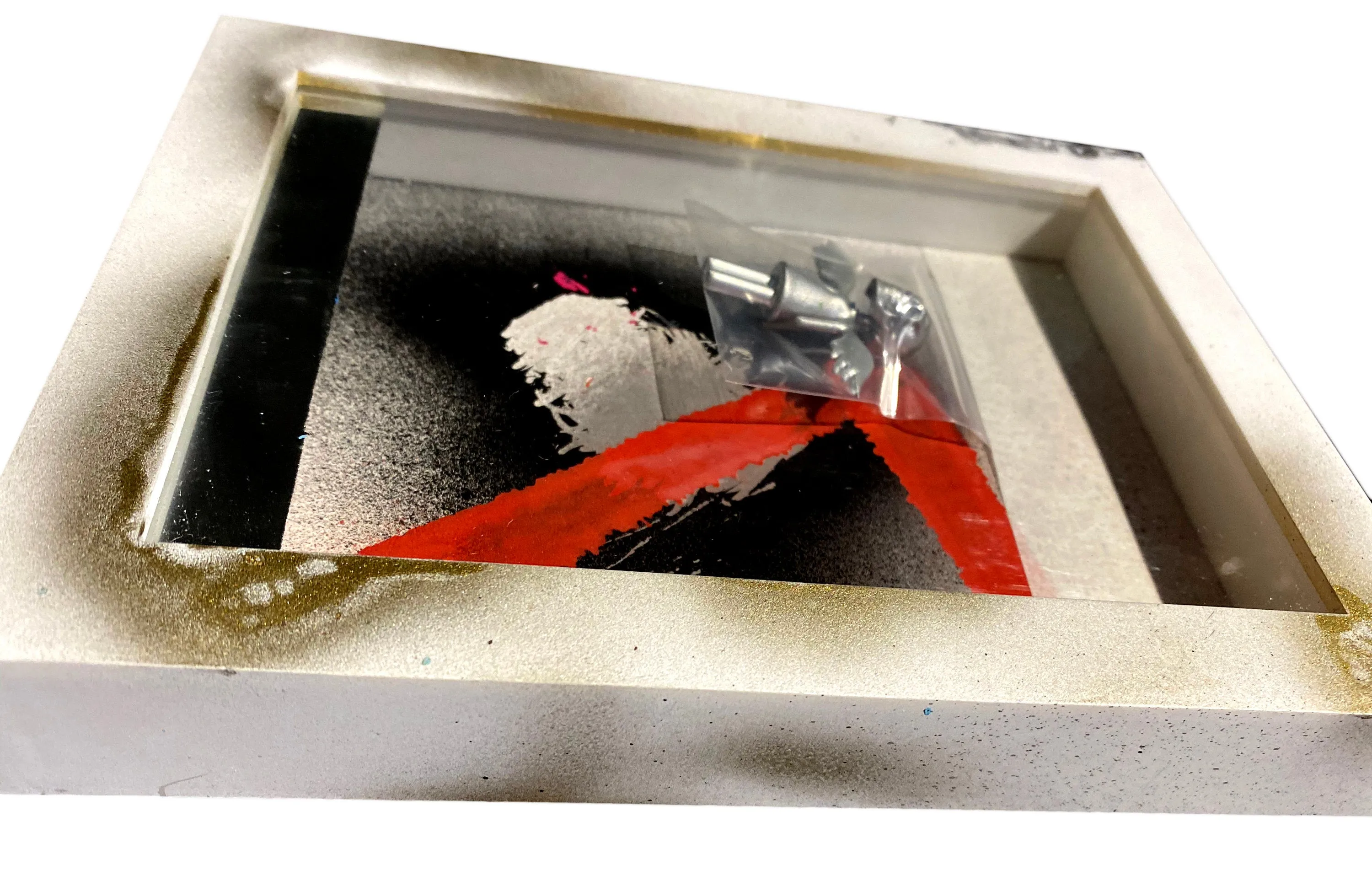 AEQEA human://Skullhead "Future FINISHED" custom mini figure framed in with glass and art deco card back