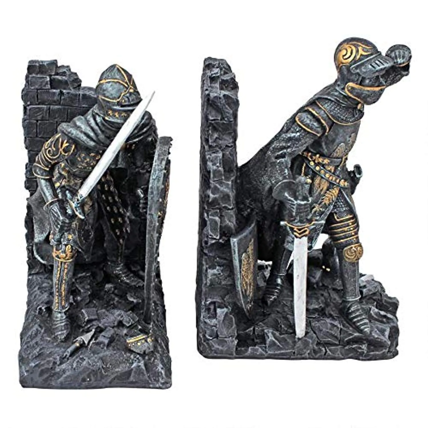 Arthurian Knight Medieval Decor Bookend Statues, 8 Inch, Set of Two