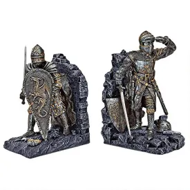 Arthurian Knight Medieval Decor Bookend Statues, 8 Inch, Set of Two