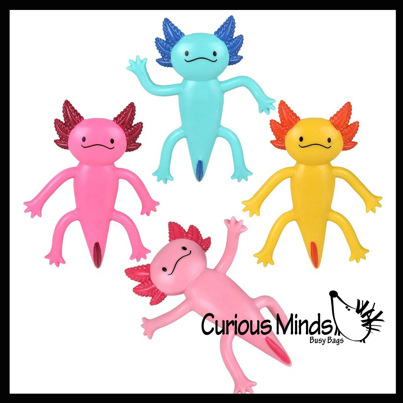 Axolotl Bendable Fidget Toys - Cute Mini Animal Figurines - Party Favors, Prizes