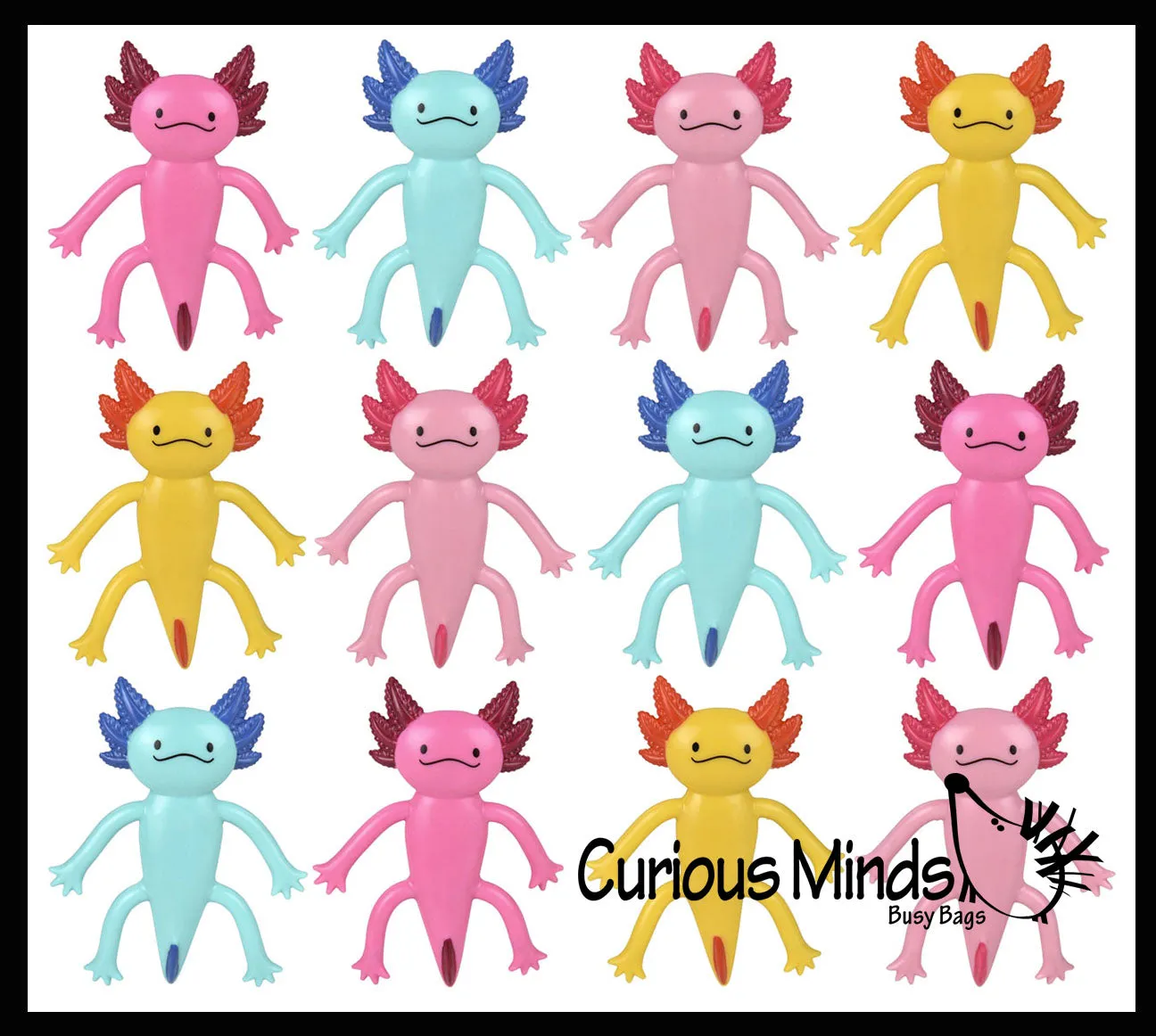 Axolotl Bendable Fidget Toys - Cute Mini Animal Figurines - Party Favors, Prizes