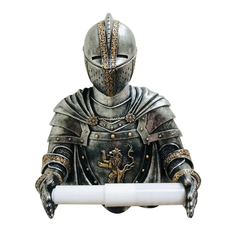Bathroom Tissue Holder Medieval Statue Knight Toilet Paper Dispenser