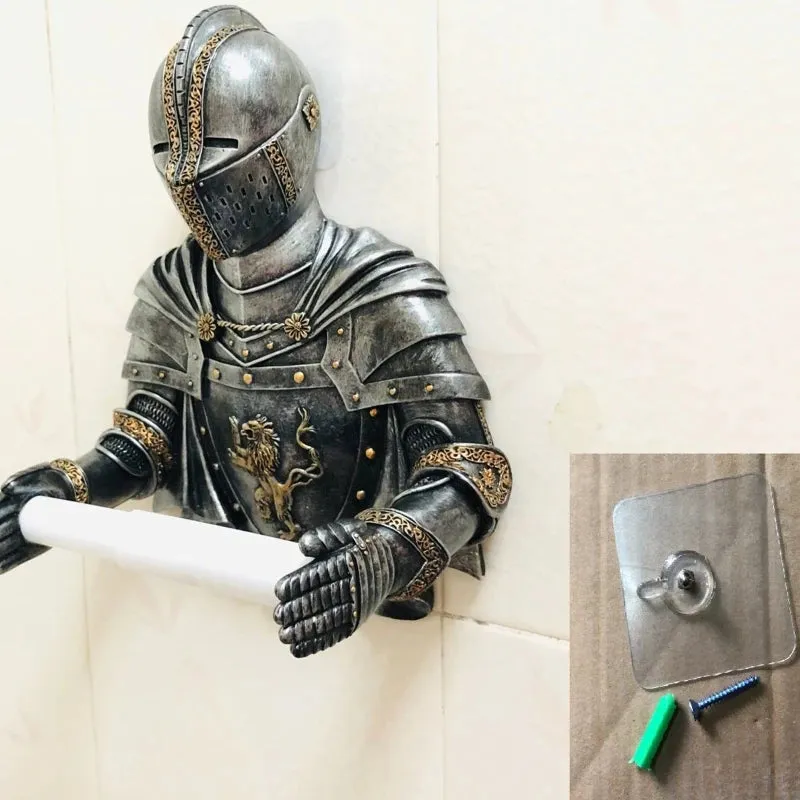 Bathroom Tissue Holder Medieval Statue Knight Toilet Paper Dispenser
