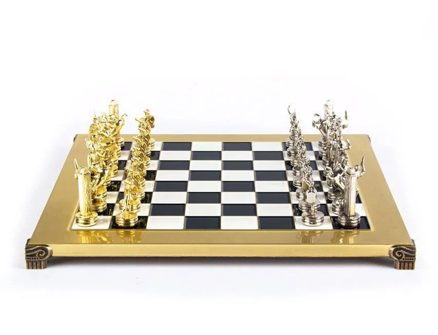 Greek Mythology Chess Set in Black and White - 14"