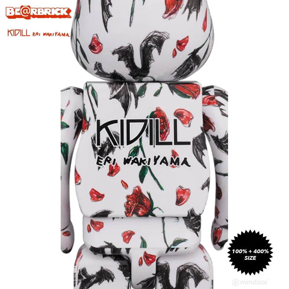 KIDILL × Eri Wakiyama Bat & Rose 100%   400% Bearbrick Set - White Version