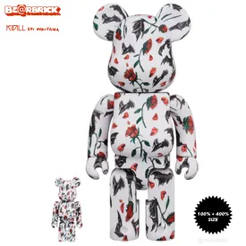 KIDILL × Eri Wakiyama Bat & Rose 100%   400% Bearbrick Set - White Version