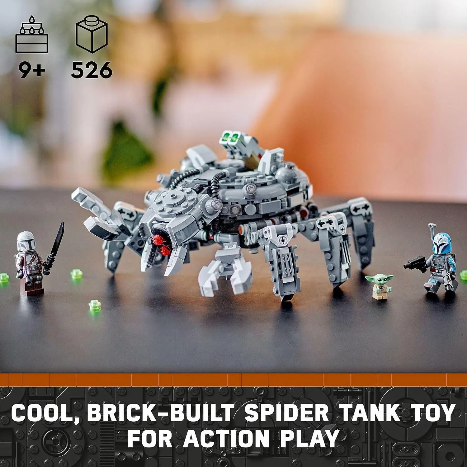 LEGO Star Wars Spider Tank 75361, Building Toy Mech from The Mandalorian Season 3, Includes The Mandalorian with Darksaber, Bo-Katan, and Grogu 'Baby Yoda' Minifigures, Gift Idea for Kids Ages 9 