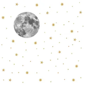 Moon and gold stars Wall Stickers