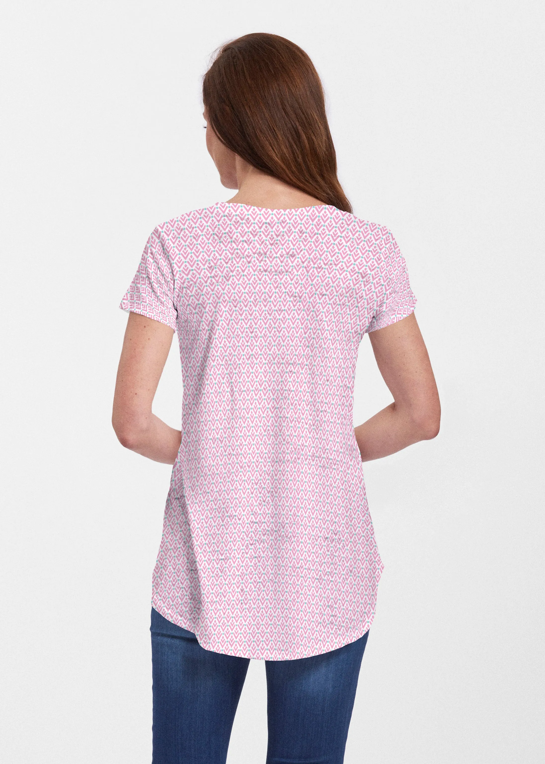 Rainbow Rain (16227) ~ Short Sleeve Scoop Neck Flowy Tunic
