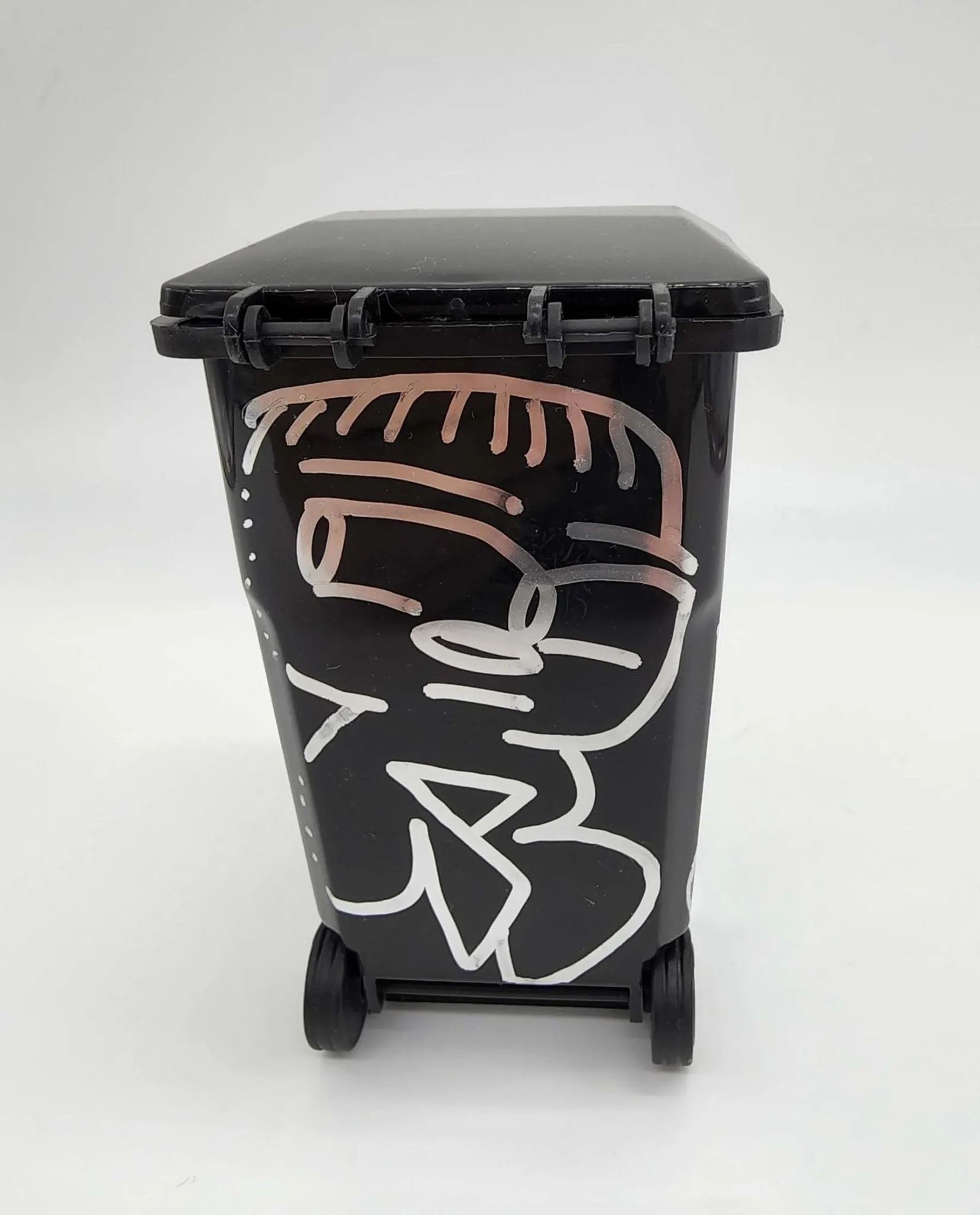 Tabletop Trashcan Hand Tagged HPM Art Toy by Remio