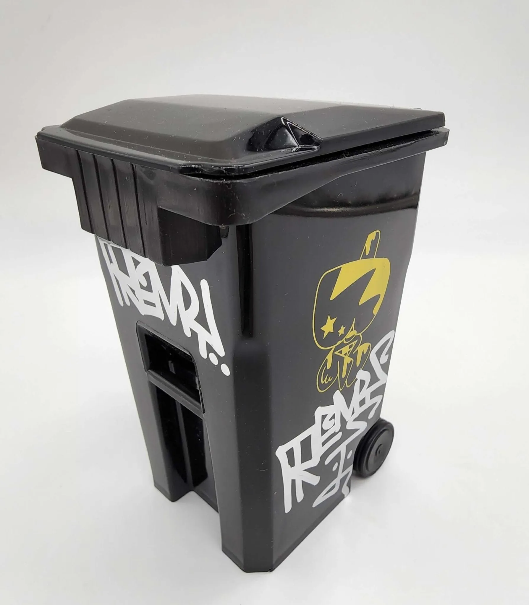 Tabletop Trashcan Hand Tagged HPM Art Toy by Remio
