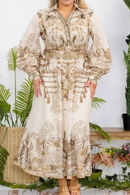Tassel Print Maxi Dress